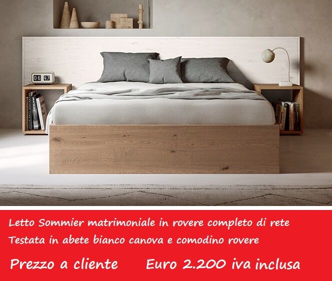 5309076 Letto sommier rovere con testata