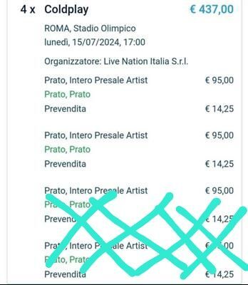 5214883 Vedno 4 biglietti per i coldplay